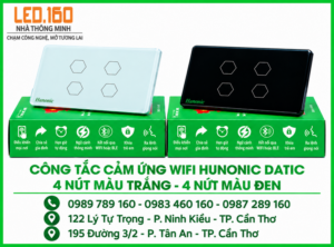 Công Tắc Cảm Ứng Wifi Hunonic Datic 4 nút – Màu sắc: Trắng/Đen