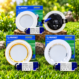 Đèn âm trần Downlight (Đế dày) – Thương hiệu: Mano. Chip LED Osram – Đức. Bảo hành 3 năm
