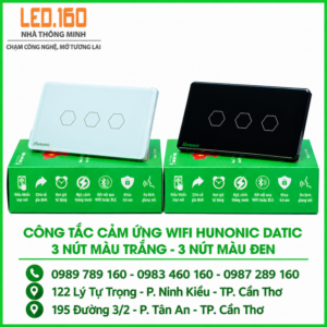 Công Tắc Cảm Ứng Wifi Hunonic Datic 3 nút – Màu sắc: Trắng/Đen