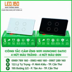 Công Tắc Cảm Ứng Wifi Hunonic Datic 4 nút – Màu sắc: Trắng/Đen
