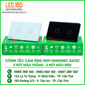 Công Tắc Cảm Ứng Wifi Hunonic Datic 2 nút – Màu sắc: Trắng/Đen